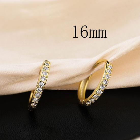 "Elegant Gold Diamond Hoop Earrings with S925 Silver"