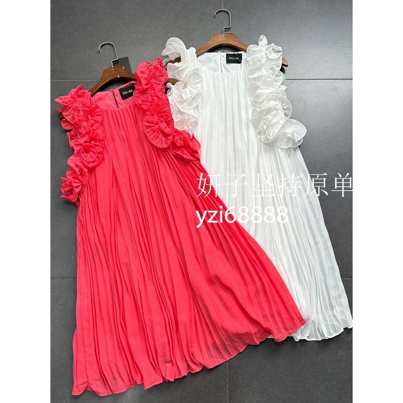 Export Los Angeles Single Do + B * Exquisite Three-Dimensional Lace Organ Pleated Sanzhai Style Loose Version A- Line Dress Women