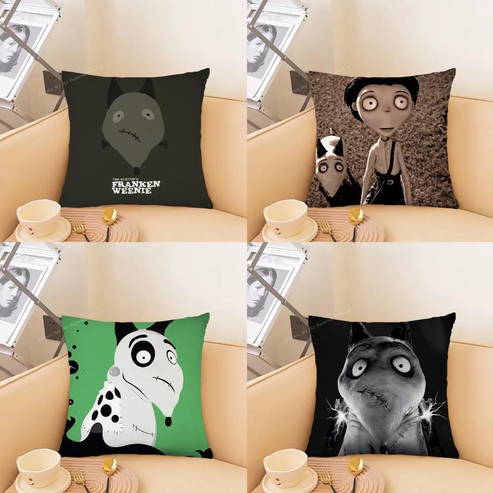 3D Black And White Fantasy Movie F-Frankeweenie Pillow Case Square Pillow Bedroom Sofa Leisure Living Room Home Decoration 40X40