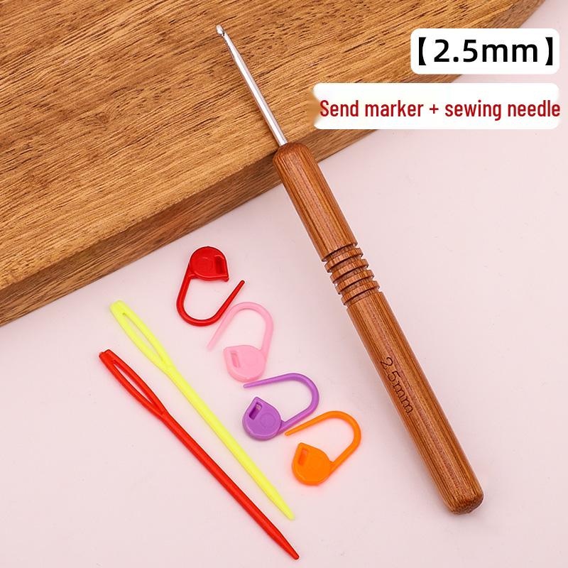 Set croșete din lemn rotunde pentru proiecte cu fir: Pulover, Păpușă, Papuci de casă și Pachet Material Tricotat