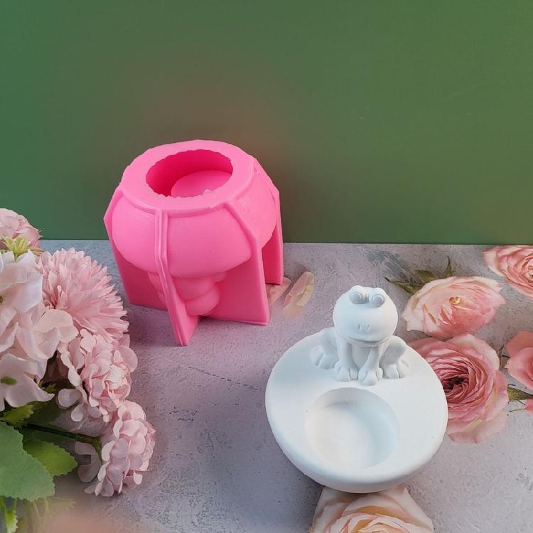 Animal Candlesticks Silicone Mould Cute Frog Candle Holder Concrete Resins Molds