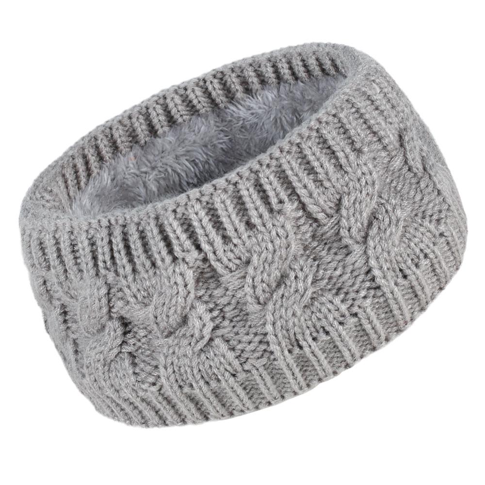 Women's Winter Cable Knit Headband with Velvet, Warm Wide Ear Protection for Sports