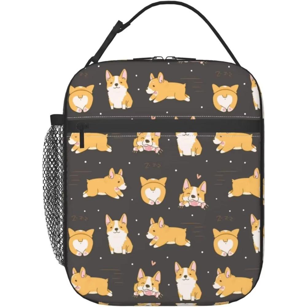 Lunch Box Cute Shiba Inu Dog Cartoon Reusable Lunch Bag with Shoulder Strap for Women Men Girls Boys Meal Tote Bag