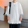 T-shirt estive da uomo larghe di media lunghezza taglie forti maniche a tre quarti streetwear top per esterni