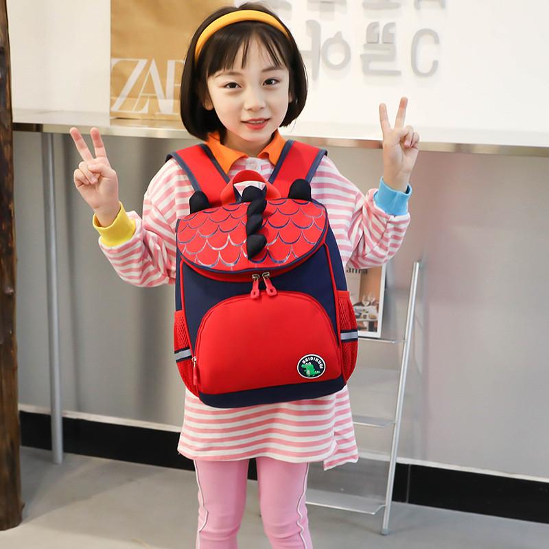 Kids Cartoon Dinosaur Backpack With Breathable Nylon For School And Travel
