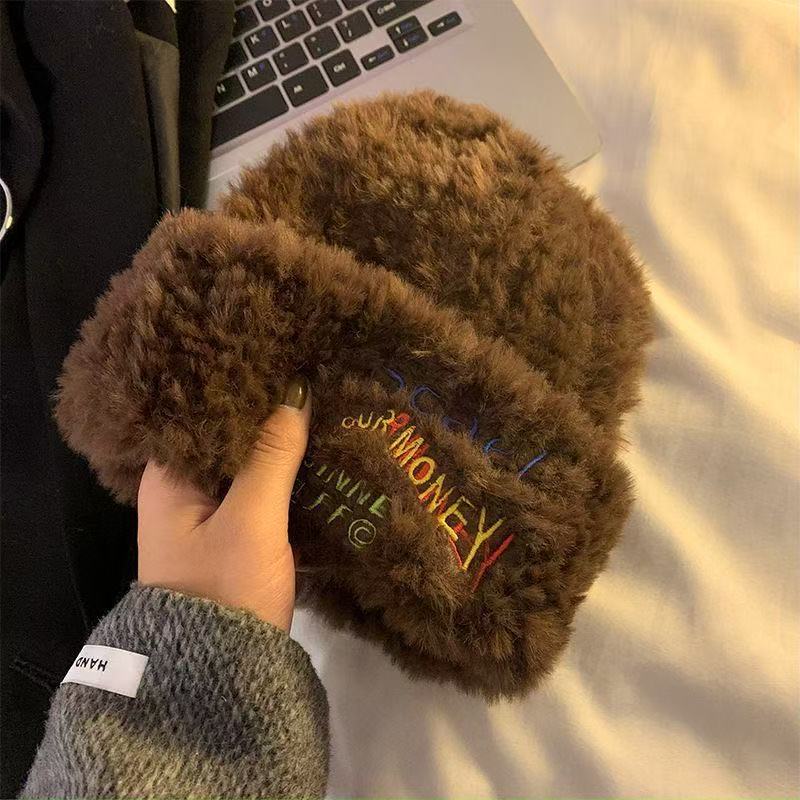 Autumn and Winter Women s Warm Windproof Cute Knitted Hat Fashionable and Versatile Stripes Thickened Solid Color Women Hat