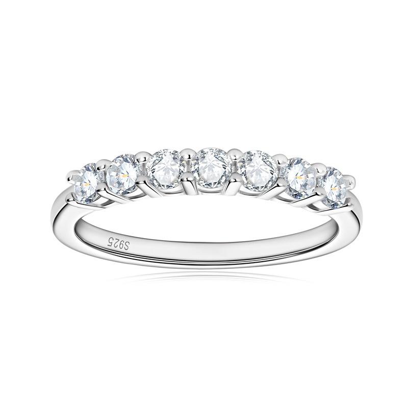 

Gica Gema Маленькое кольцо из крамозанита Premium Sense S925 Silver Seven Star Ring, аксессуар для ежедневных поездок на работу 7.25 Us белого золота