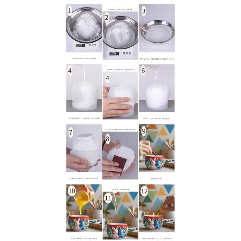 Flexible Silicone Mold For Resin Jewelry Crafting With Embossed Rabbit Garden Planter Design Easy Demolding Strong DIY Art Supplies
