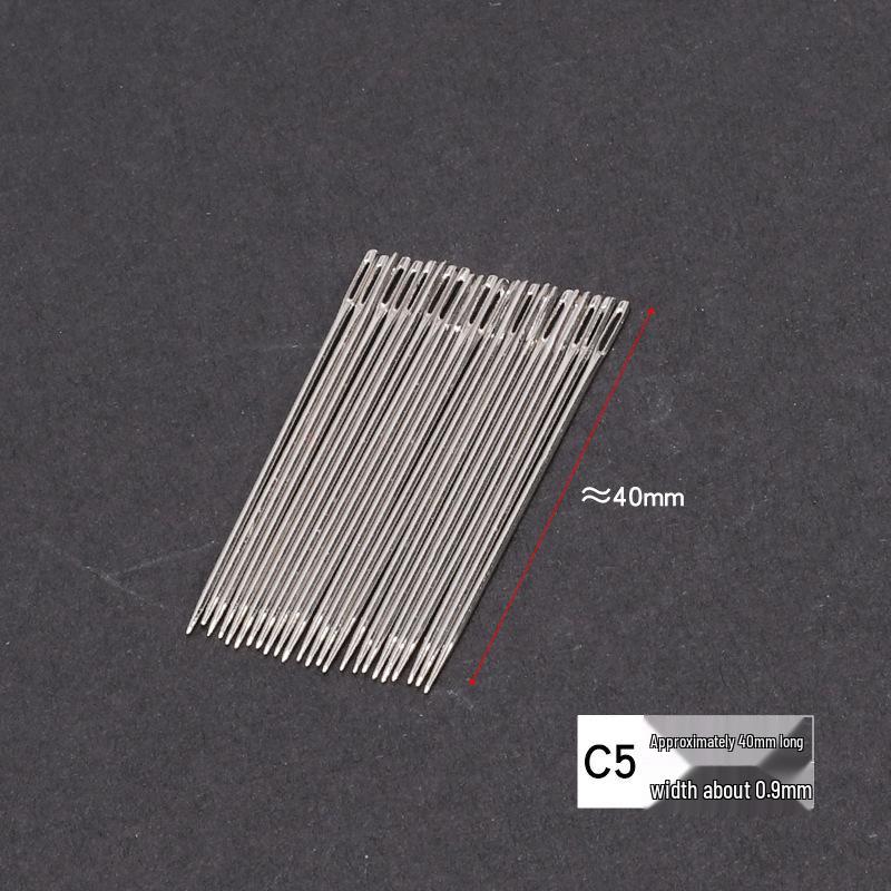 Ac Big Eye C pentru Cusut Manual - Ac de Oțel de Uz Casnic pentru Haine și Broderie, cu Tub pentru Ac