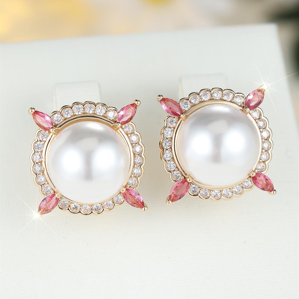 

Элегантные серьги-пусеты с имитацией жемчуга и цирконами для женщин, роскошные серьги золотого цвета для свадьбы, ювелирные украшения для вечеринки, подарки белый