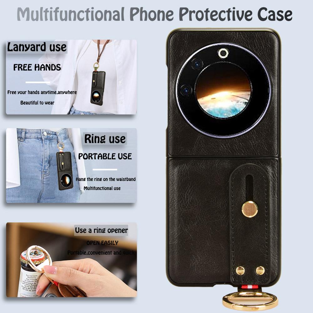 

For TECNO Phantom V Flip Case PU Leather+PC Phone Cover with Bottle Opener Black