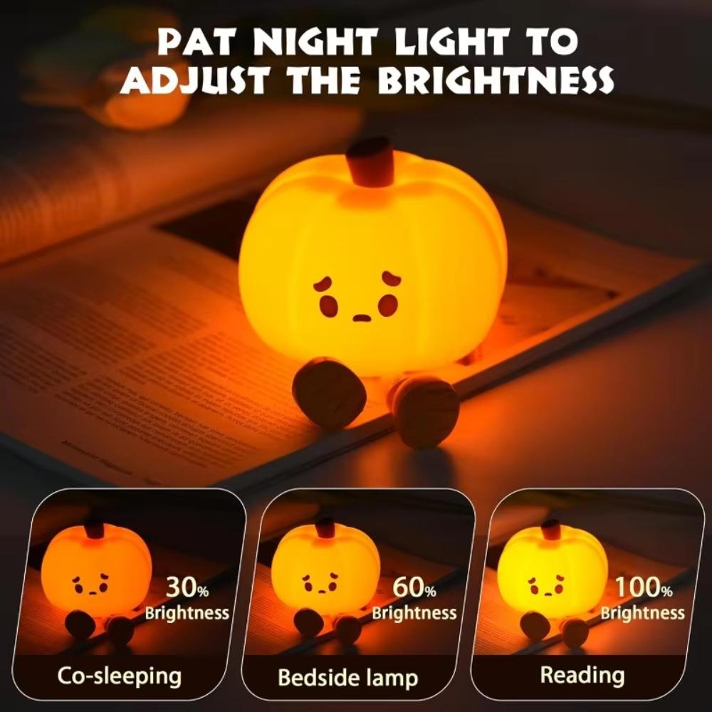 USB Charging LED Pumpkin Light Adjustable Brightness Desktop Lamp  Bedroom