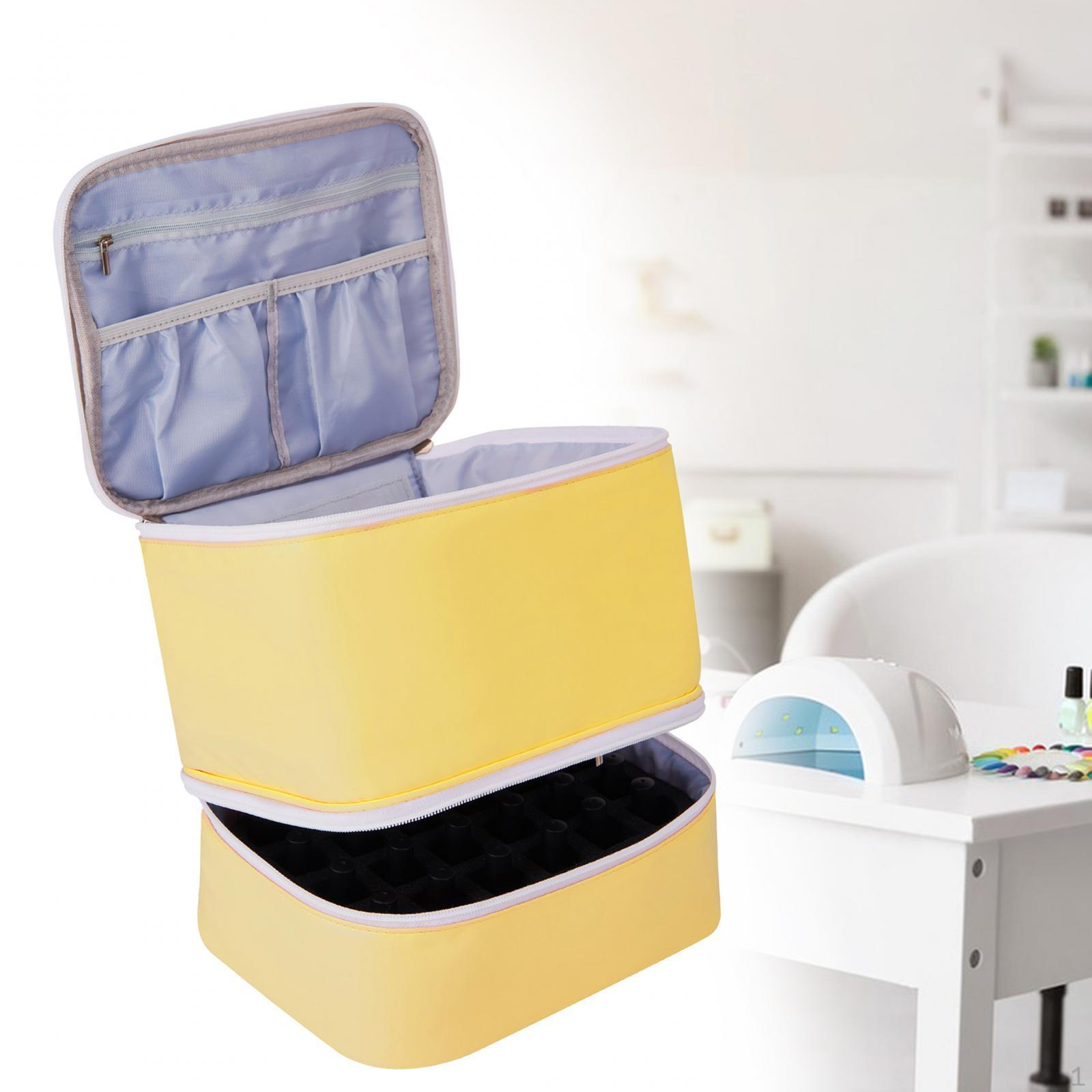 

Сумка для переноски лака для ногтей, двухслойная, водонепроницаемая, многофункциональная, из искусственной кожи, портативная, для путешествий в помещении жёлтый