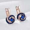 Blue Natural Zircon Bridal Wedding Drop Earrings For Women Fashion  Rose Gold And Black Plating Daily Fine Jewelry