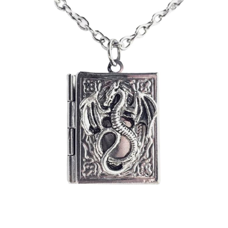 Dainty Book Locket Necklace Personalized Pendant Sweater Chain for Daily Wear