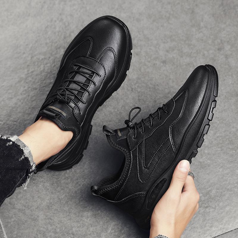 2025 einfarbige trendige Herrenschuhe Winter Arbeit Freizeit Lederschuhe Herren Schnürsenkel bequeme vielseitige Sportschuhe