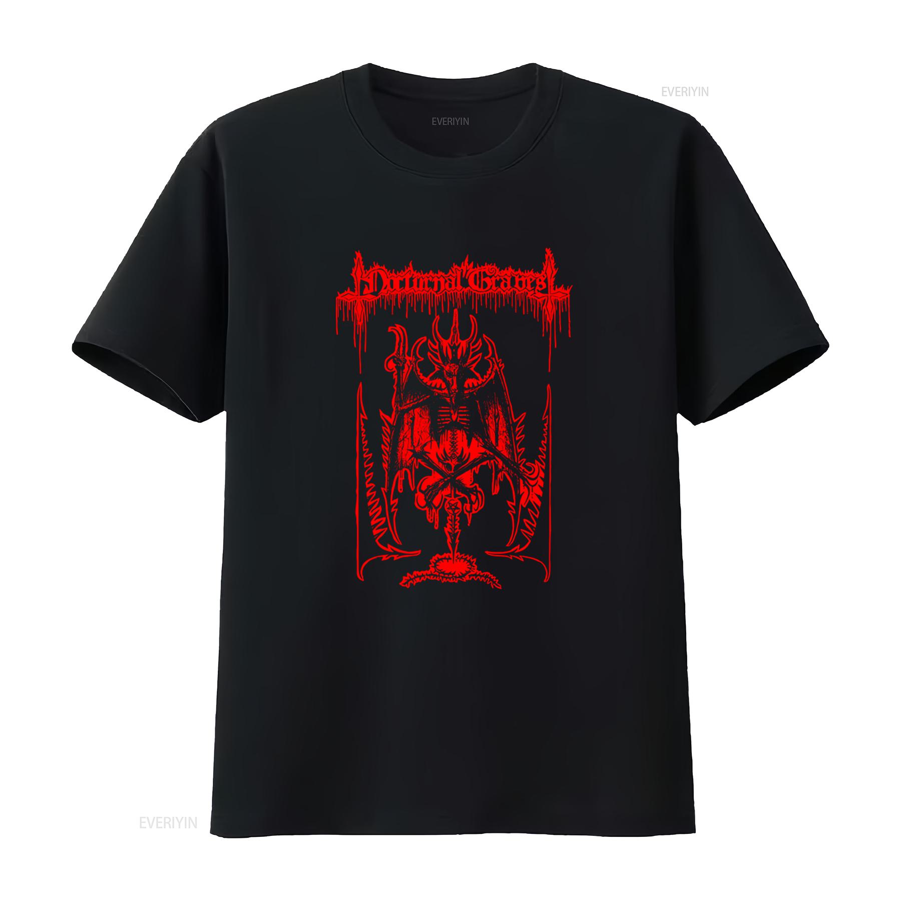 

NOCTURNAL GRAVES Long Live Death Red Print T Shirt Gothic Skeleton Design for Dark Fashion Lovers vintage Washed Slightly 4XL