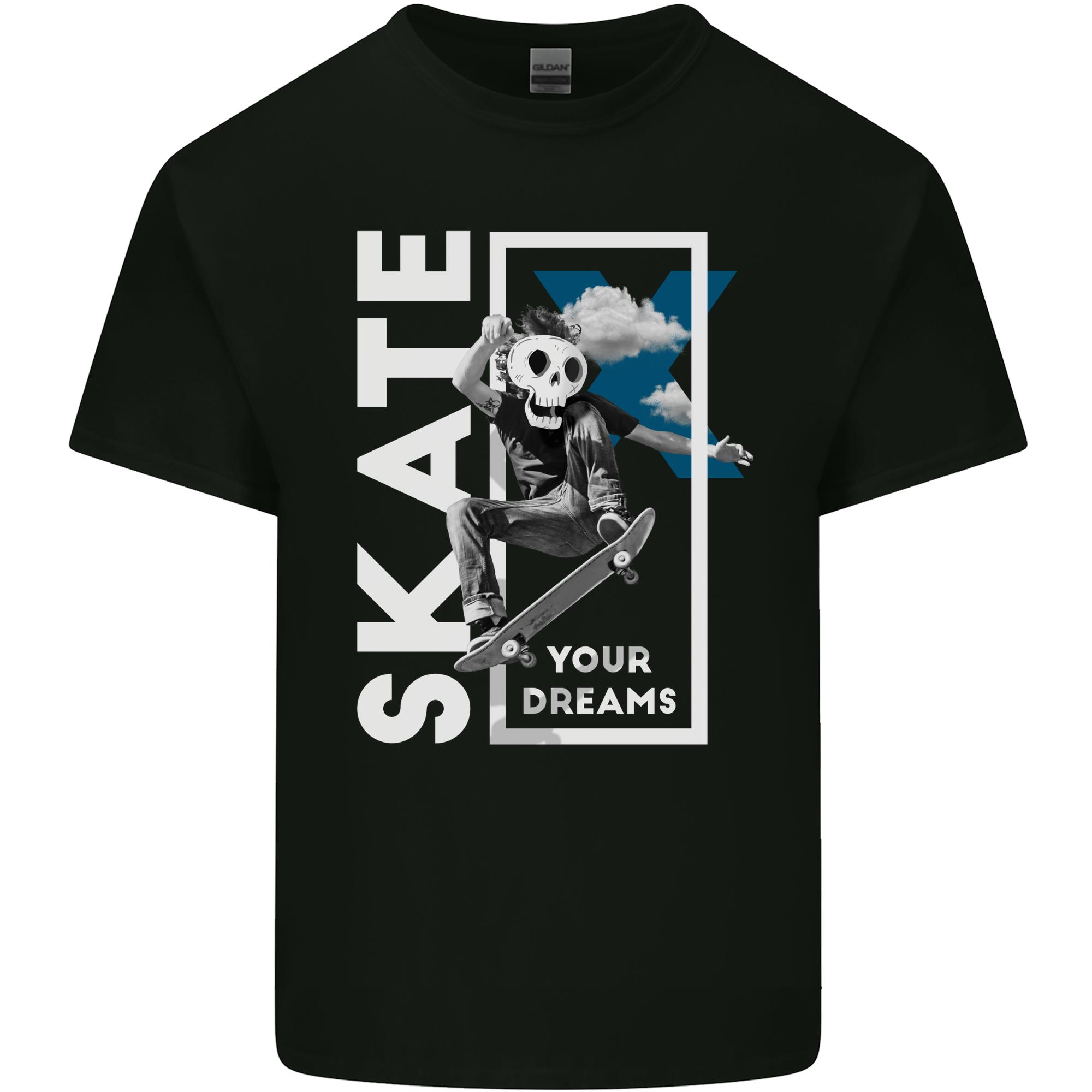 Skate Your Dreams Skateboard Skull Unisexs Light Cotton TShirt S
