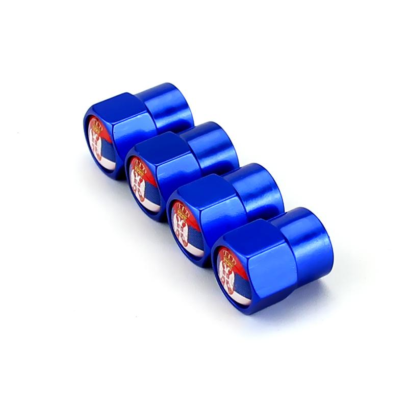 4PCS Serbia Flag Car Wheel Tire Valve Caps Tyre Stem For Volvo Skoda BMW Subaru Toyota Honda Volkswagen Ford Hyundai Nissan