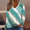 Women's autumn and winter fashion digital printed casual long sleeved T-shirt