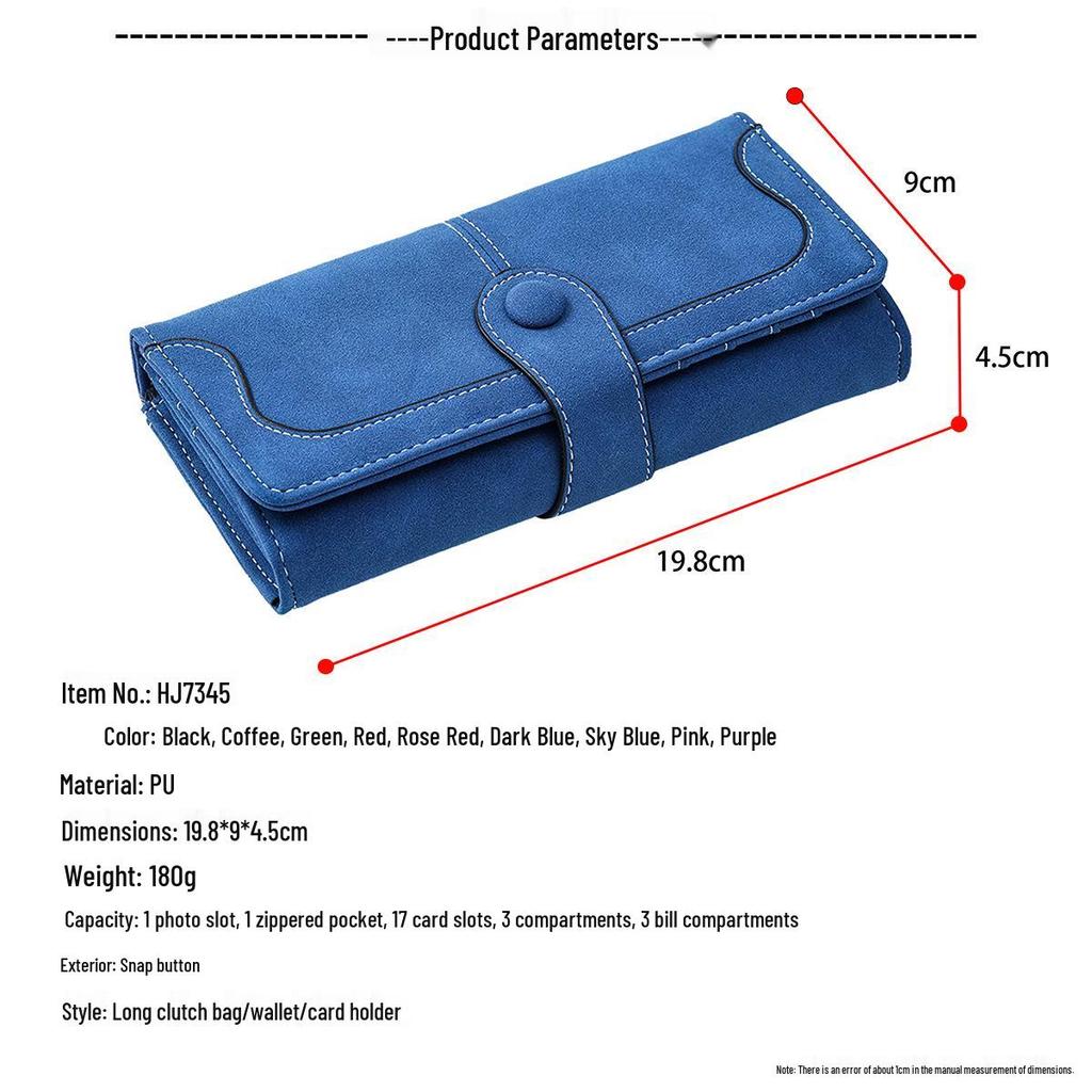 Women's Frosted PU Long Wallet Clutch - Large Capacity, Multi-purpose Card Holder