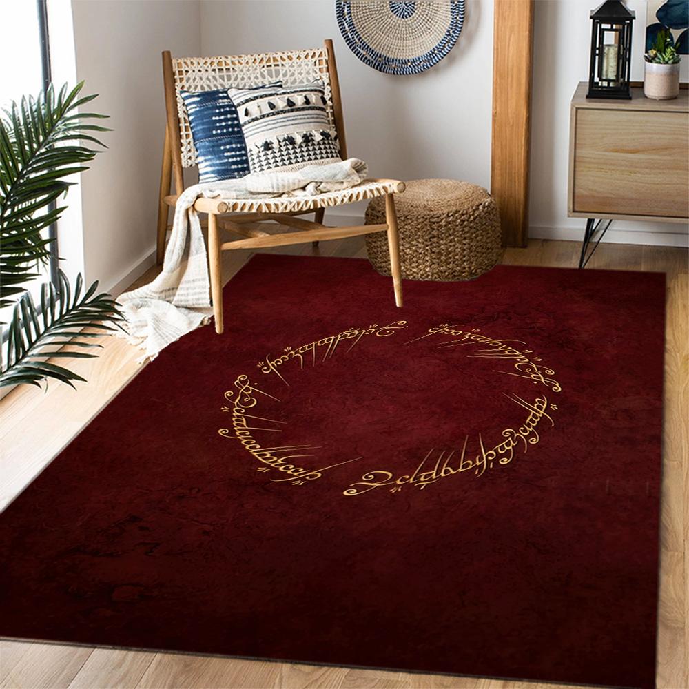 Lord Rings Symbol Carpet Suitable for Outdoor Foyer Living Rooms Entryway Antislip Carpet Anime Office Decor Spiritual Gift