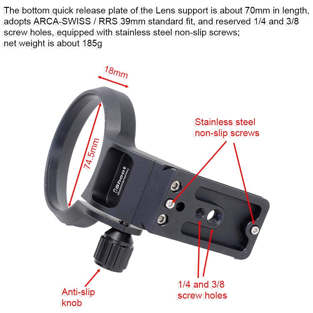 iShoot Metal Camera Tripod Mount Tripod Mount Lens Support Lens Bracket Tripod Socket for Canon RF Quick Release Plate with Screw Holes at the