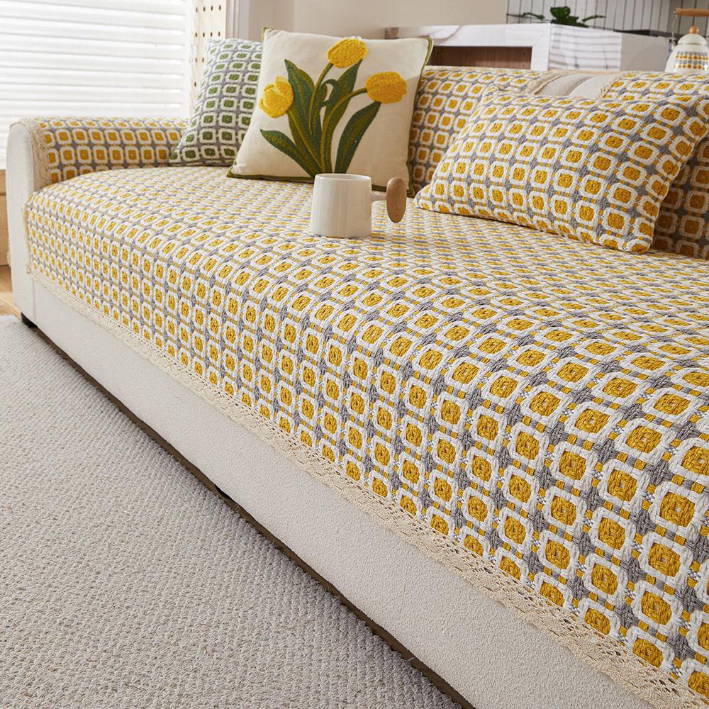 

Universal Non-Slip Fresh Cotton Thread Sofa Cushion In All Seasons, Modern Simple Fabric, Thickened Jacquard Sofa Cover, Backrest Towel 70*70cm