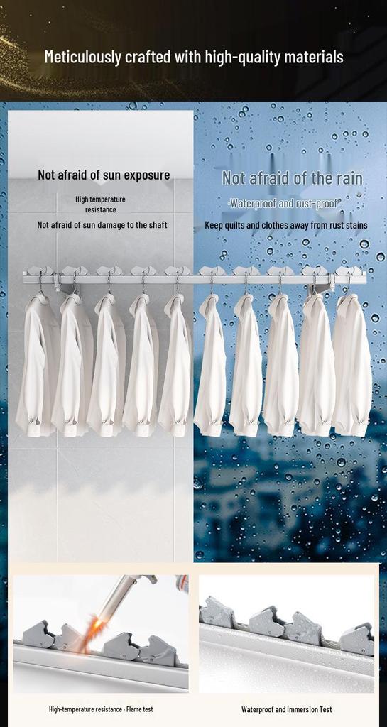 Invisible Wall-Mounted Retractable Clothes Drying Rack for Balcony and Home Use