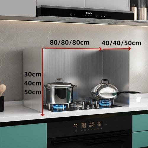 Brfveob Stainless Steel Oil Splash Guard for Gas Stoves, Easy To Clean, Foldable Stove Guard (Three-Sided (50*40*40cm))