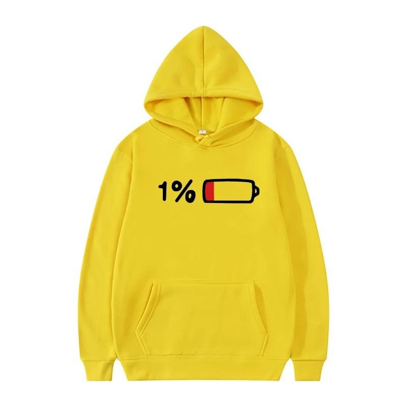 Men's Women's Hooded Sweatshirt Urgently Charge 1% Funny Print Autumn Winter Fleece Streetwear