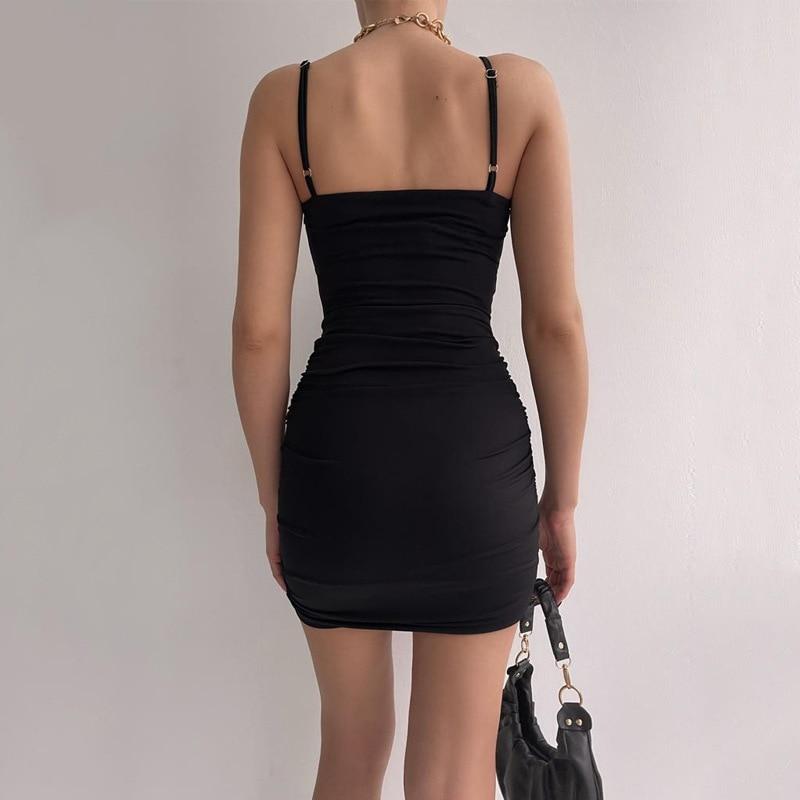 Abito da spiaggia estivo da donna, sexy, con scollo a V profondo, irregolare, senza schiena scoperta, stile bohémien, Nero , M