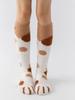 College Style Thicken Coral Fleece Cat Paw Calf Socks For Women Autumn Winter Warm Long Tube Socks Home Sleeping Floor Socks