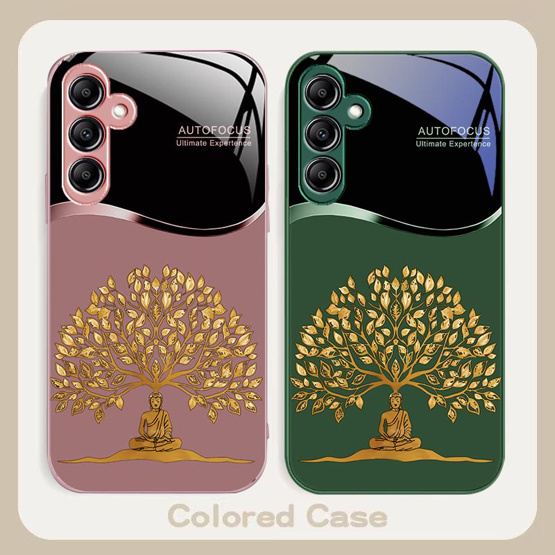 Golden Wealth TreeFor Samsung Galaxy A01 02 03 Core A04 A14 4G A13 54 34 31 20 25 23 22 5G S21 Ultra S20 Glass Phone Case