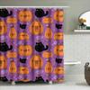 Halloween-Themed Shower Curtain Featuring Pumpkins And Black Cats In Pumpkin Orange Purple Color Scheme Waterproof Bathroom Deco