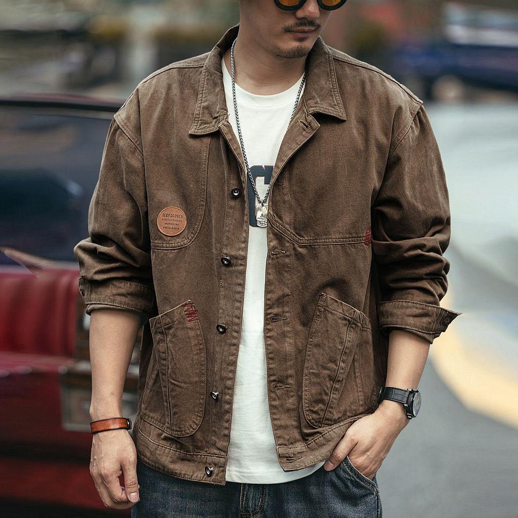Men's Camouflage Denim Flight Jacket - Loose Korean Style for Spring & Autumn Casual Wear