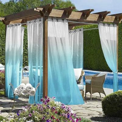 1 Schal Transparenter Patio Außenveranda Pavillon Ösenaufhängung Verdunkelungsvorhang Farbverlauf Vorhänge Tüllvorhang Moderne Hoteldekoration