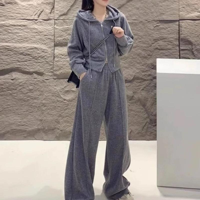 Women's Autumn Casual Sports Suit Women's Korean Style Zipper Jacket Two-piece Set