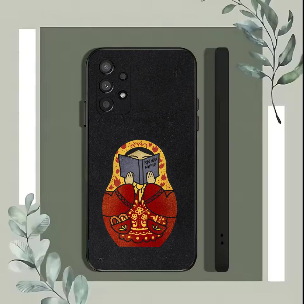 Matryoshka Art Russian Phone Case For Samsung S25,S24,S21,S22,S23,S30,Ultra,S20,Plus,Fe,Lite,5G Black Cover