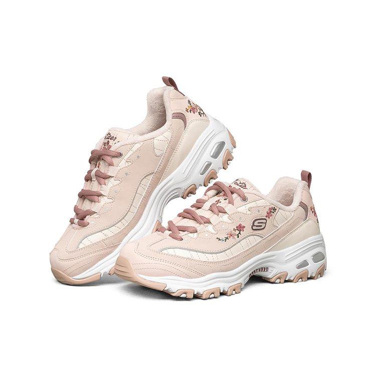 Skechers D'lites 1.0 Low Top Thick Bottom Running Shoes Pink/White Women's 66666325-PNK