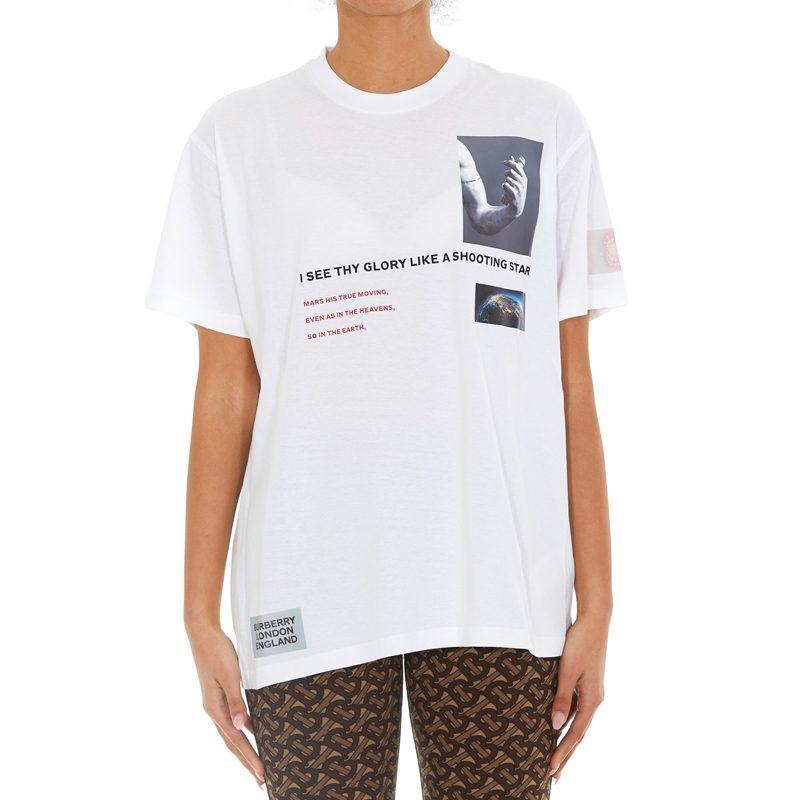 Burberry Women's Montage Print Cotton Short-Sleeve T-shirt White 80246561