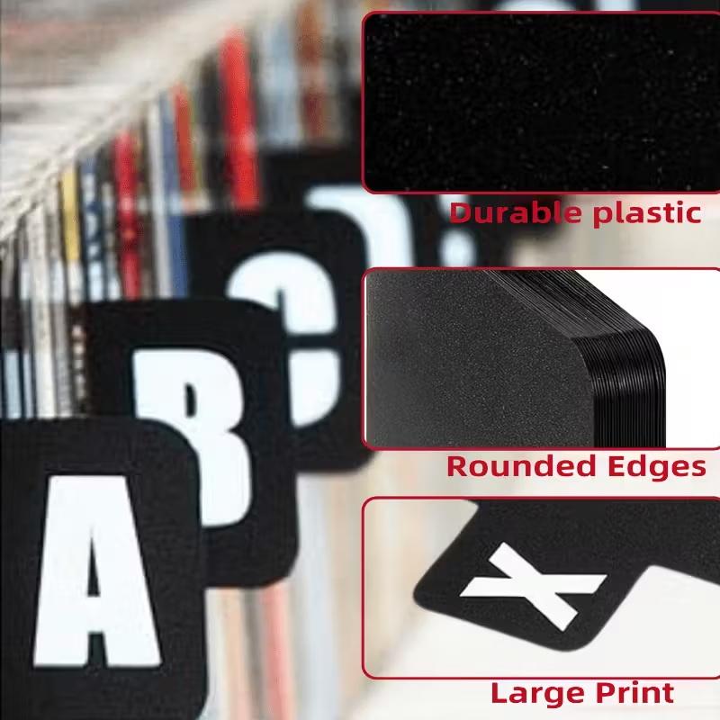 26 Pcs Cd/Dvd/Vinyl Record Organizer Dividers A-Z Alphabet File Storage Separator For Music Albums, Office, Home, Space-Saving