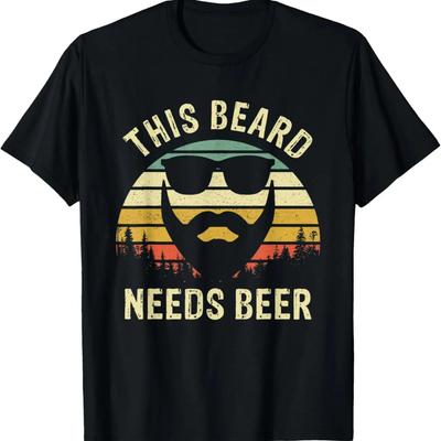 T-shirt Vintage Papa Mari Cette Barbe a Besoin de Bière Cadeau Fête des Pères