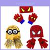 Stylish Children's Spiderman Minions Knitted Hat And Gloves Winter Warm Suit