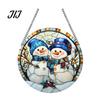 Lightweight Christmas Wall Ornaments 2D Acrylic Hanging Ornaments, Stained Glass Style Snowman Santa Snowflake Holiday Window Decorations for