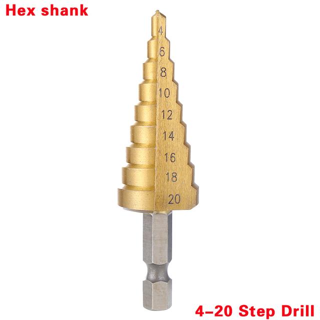Step Drill Bit 32MM Metal Drills Spade Bit Staggered Step Drizzle Drill Stepped Metal Drill Bits HSS Titanium Coated Wood Tools