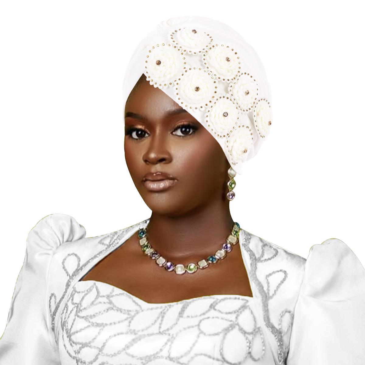 

JYL TS DIY New Beauty Strip Cap Five Sponge Tassel Turban Hat White_ какао коричневый