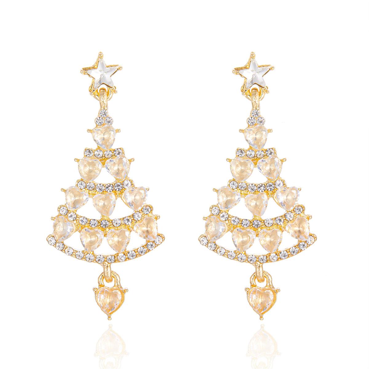 

Sparkling Zircon Christmas Tree Drop Earrings For Women Fashion Rhinestone Star Xmas Tree Earring New Year Holiday Party Jewelry