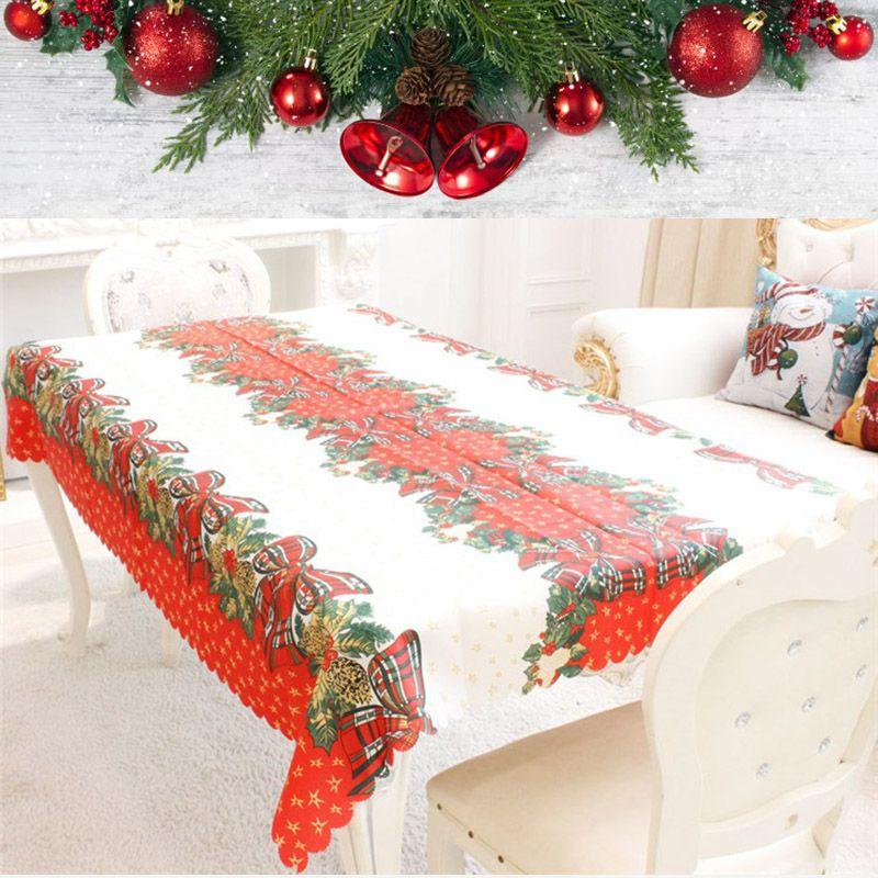 Premium Santa Christmas Red Tablecloth Crafted From High-quality Polyester Fabric For Festive Dining
