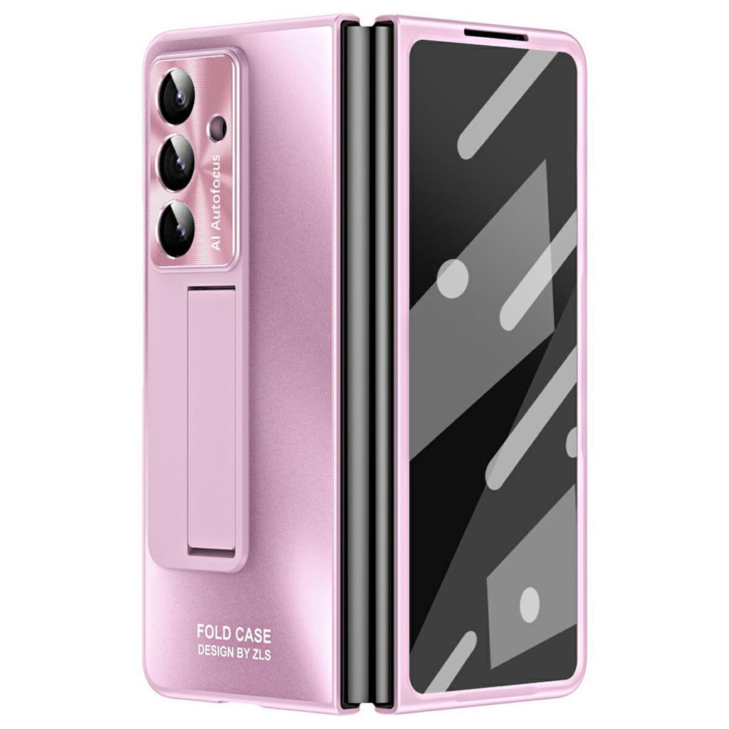 For Samsung Galaxy Z Fold7 5G Case Kickstand Matte PC Phone Cover with Tempered Glass Film
